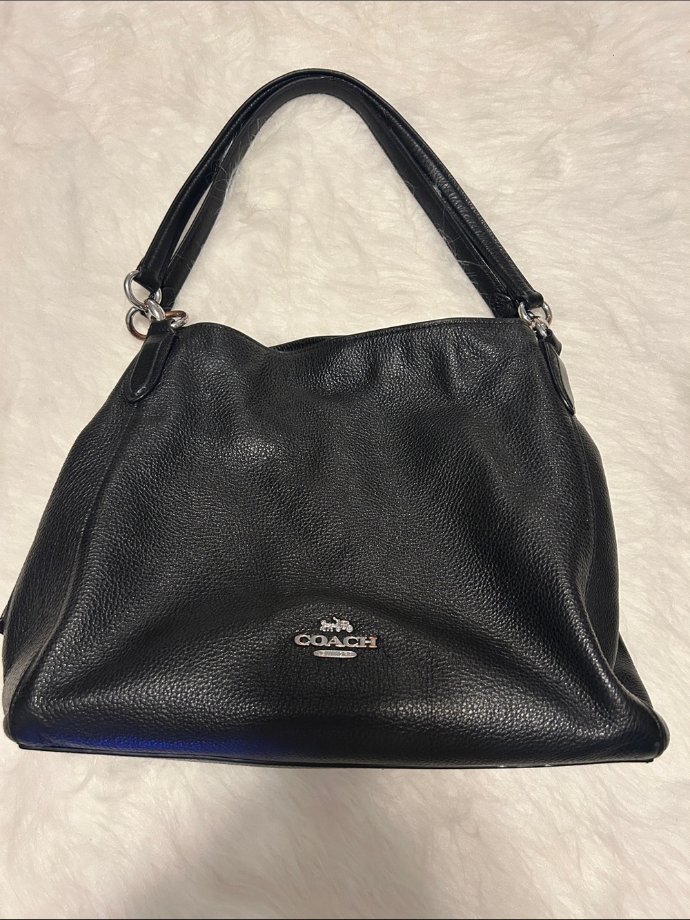 Coach Black Pebbled Leather Hobo Shoulder Bag